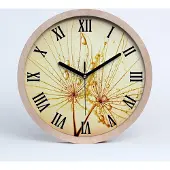 Tulup Holzuhr 20fi cm wanduhr - schwarze Spitzen - Löwenzahn Samen