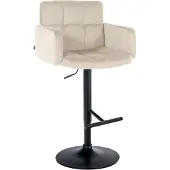 CLP Barhocker Los Angeles Samt höhenverstellbar und drehbar creme Gestell Farbe schwarz