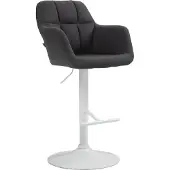 CLP Barhocker Natoma Stoff I Thekenhocker für Bar mit Gepolsterter Sitzfläche | Farbe schwarz Material Gestell Metall matt weiss