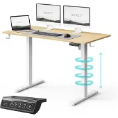 Sense7 NOJO LIGHT Schreibtisch Höhenverstellbarer Elektrisch Stabil Ergonomisch Für Gamer Home-Office MemorySystem 120 x 60 cm, 70kg Tragkraft Hellbraun Weiß