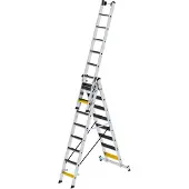 Proregal Stufen-Mehrzweckleiter 3-teilig mit nivello-Traverse und clip-step R13 3x8 Stufen