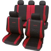 Petex Auto Sitzbezüge Universal Komplett Set 17-teilig - Exclusive rot, Eco Class mit SAB 1 Vario Plus | Autositzbezüge / Schonbezüge von