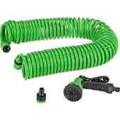 OEM Spiralschlauch-Set grün, 15 m mit Multifunktionsbrause