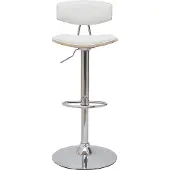Miliboo - Design-Barhocker höhenverstellbar weiß und helles Holz VASCO