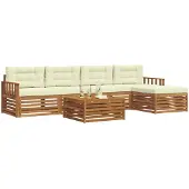 vidaXL Outdoor-Sofagarnitur mit Kissen 6 pcs Natur und Creme