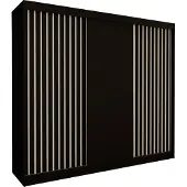 Masseno Schiebetürenschrank LAMELLO 240 cm Kleiderschrank Schlafzimmer Schrank 3-türig mit Lamellen Schwarz