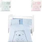 Kikkaboo Kinderbettwäsche Bär 6tlg. Decke 135 x 95 Kissen 45 x 35 Laken 140 x 70 blau