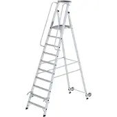 MUNK Günzburger Steigtechnik MUNK Aluminium-Stehleiter mit Rollen und Griff 10 Stufen