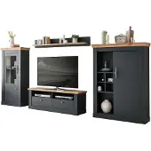 IMV Wohnwand VI Catania - Anthrazit Wotan Eiche mit LED-Beleuchtung