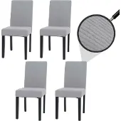 Mendler 4er-Set Esszimmerstuhl Littau, Stuhl Küchenstuhl Hochlehner, Stoff/Textil Cord Holz hellgrau, dunkle Beine