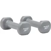 Reebok Hantel-Set 2x 1 kg, grau, aus Gusseisen und Vinyl mit abgeflachtem Kopf