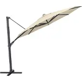 Kettler Easy Swing Ampelschirm 350 cm, UPF 50+, inkl. Abdeckhaube+ Schirmständer, anthrazit matt/natur, Aluminium/Polyester mit Polyurethan-Beschichtung