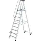 MUNK Günzburger Steigtechnik MUNK Aluminium-Stehleiter mit Rollen und Griff 9 Stufen