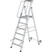 MUNK Günzburger Steigtechnik MUNK Aluminium-Stehleiter mit Rollen und Griff 6 Stufen