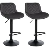 CLP Barhocker 2er Set, Barstuhl Kasson höhenverstellbar drehbar mit Rückenlehne schwarz Material Samt