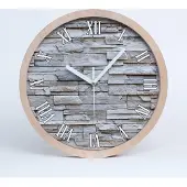 Tulup Holzuhr 25fi cm wanduhr - weiße Spitzen - Steinwand