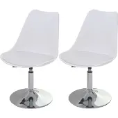 Mendler 2er-Set Drehstuhl Vaasa T501, Stuhl Küchenstuhl, höhenverstellbar, Kunstleder weiß