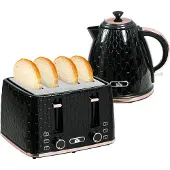 HOMCOM Wasserkocher mit Toaster 1,7L 4 Toastscheiben mit 7 Bräunungsstufen