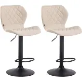 CLP 2er Set Barhocker Cork Stoff drehbar mit Höhenverstellung creme Gestell Farbe schwarz