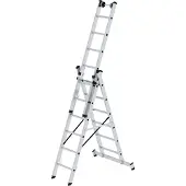 Proregal Sprossen-Mehrzweckleiter 3-teilig mit nivello-Traverse und Wandlaufrollen 3x6 Sprossen