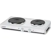 Rommelsbacher Doppelkochplatte THS 2590, langlebige Gussheizplatten, emailliertes Gehäuse, leistungsgesteuerte Regelung über 7-Takt-Schalter, 2 Heizplatten: 145 mm Ø, 1000 Watt / 180 mm Ø, 1500 Watt