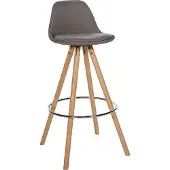 CLP Barhocker Corbin Stoff Rund taupe Gestell Farbe natur