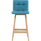 Miliboo - Design-Barhocker Holz und Blaugrün 65 cm 2 Stck. KLARIS