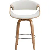 Miliboo - Design-Barhocker Weiß und helles Holz 68 cm ARAMIS