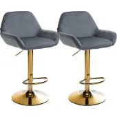 CLP 2er Set Barhocker Braga Gold Samt dunkelgrau