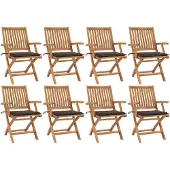 Prolenta Maison Exclusive - Klappstühle mit Kissen, 8-teilig, Massivholz Teakholz
