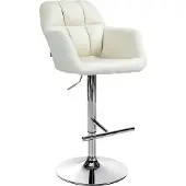 CLP Barhocker Natoma Stoff I Thekenhocker für Bar mit Gepolsterter Sitzfläche | Farbe creme Material Gestell Metall in Chromoptik