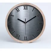 Tulup Holzuhr 30fi cm wanduhr - schwarze Spitzen - Metall-Hintergrund