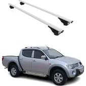 Omtec Dachträger Gepäckträger für Mitsubishi L200 2005-2015 Grundträger Metall Grau 2x