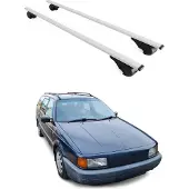 Omtec Dachträger Gepäckträger für VW Passat Variant 1988-1997 Grundträger Metall Grau