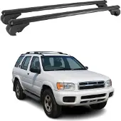 Omac Dachträger für Nissan Pathfinder R50 1996-2003 Gepäckträger Aluminium Schwarz 2x