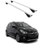 Omtec Dachträger Gepäckträger für Opel Karl 2017-2019 Grundträger Metall Silber 2tlg