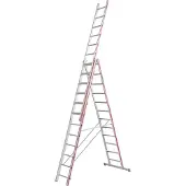 Hymer Allzweckleiter, dreiteilig, 3x12 Sprossen, senkr. Höhe 5,64 m, Reichhöhe 6,43 / 9,27 m, Gewicht 24,0 kg