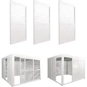 Mendler 3er-Set Aluminium Schiebetür für Pergola MCW-L46, Terrassenüberdachung, Lamellenpaneel Modul, 206x272cm weiß