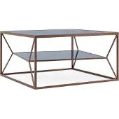Natur24 Couchtisch Hydra 70 x 70 x 38 cm Stahl Glas Braun