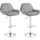 CLP 2er Set Barhocker Braga Samt chrom grau