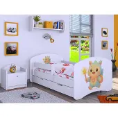 BDW , Kinderbett mit Matratze, Lattenrost, Schublade, LABU, Weiß, 180x90