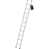 Proregal Sprossen-Anlegeleiter Germany | 10 Sprossen | Arbeitshöhe 4,10m | 350mm breit ohne Traverse | Traglast 150kg | Alu