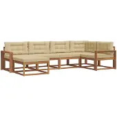 vidaXL Outdoor-Sofagarnitur 6 stk. Natur und Beige