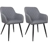 Albatros Esszimmerstühle 2er Set SILA, Grau - Modern und Stilvoll, bequemer Polsterstuhl - Eleganter Küchenstuhl, Stuhl Esszimmer oder Esstisch Stuhl im Retro-Look