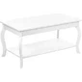 Beliani Couchtisch Weiß MDF- und Faserplatte 55 x 100 cm mit Ablage Rechteckig Retro Klassisch Salon Wohnzimmer Diele Flur Esszimmer Schlafzimmer Möbel