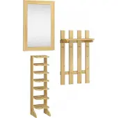 Erst-Holz Garderobenset Schuhregal Wandspiegel Hängegarderobe Flurmöbel Massivholz Kiefer 90.80-11-Set