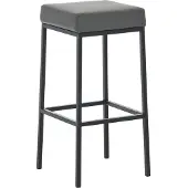 CLP Barhocker Montreal grau 80 cm Kunstleder Metall gepolstert mit Fußablage