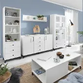 Lomadox Wohnzimmer Set mit Couchtisch und Beleuchtung weiß BEND-133, 5-teilig