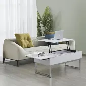 WEBER INDUSTRIES COUCHTISCH FLOWER/ 110x55cm - Weiß und verchromtes Metall