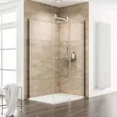 Schulte Duschtür mit Seitenwand mit Schiebetür MasterClass ExpressPlus 90 x 120 x 200 cm Profil chrom Klarglas schmutzab
